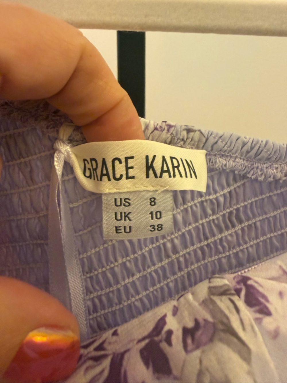 Grace Karin Lavender Floral One-Shoulder High-Low Dress - Picture 8 of 9